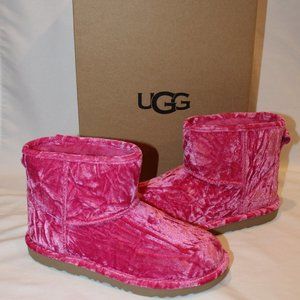 NIB YOUTH 5 6 WOMEN'S‎ 7 8 MINI VELVET RASPBERRY PINK ANKLE BOOTS BOOTIES